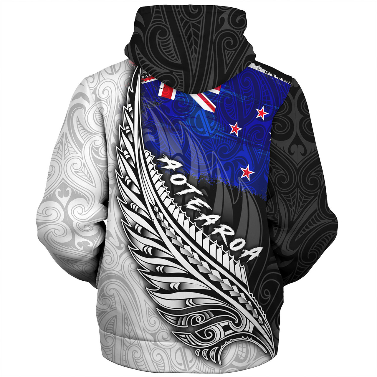 New Zealand Custom Personalised Sherpa Hoodie Maori Silver Fern Flag Vibes