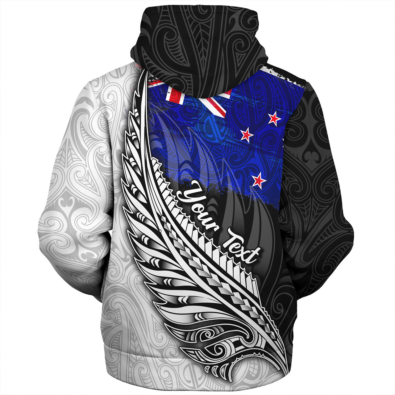 New Zealand Custom Personalised Sherpa Hoodie Maori Silver Fern Flag Vibes