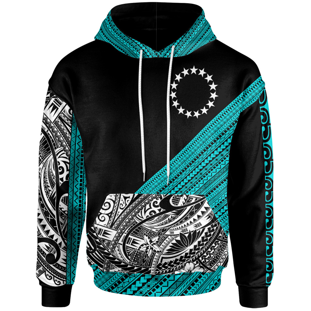 Cook Islands Polynesian Custom Personalised Hoodie - Diagonal Pattern