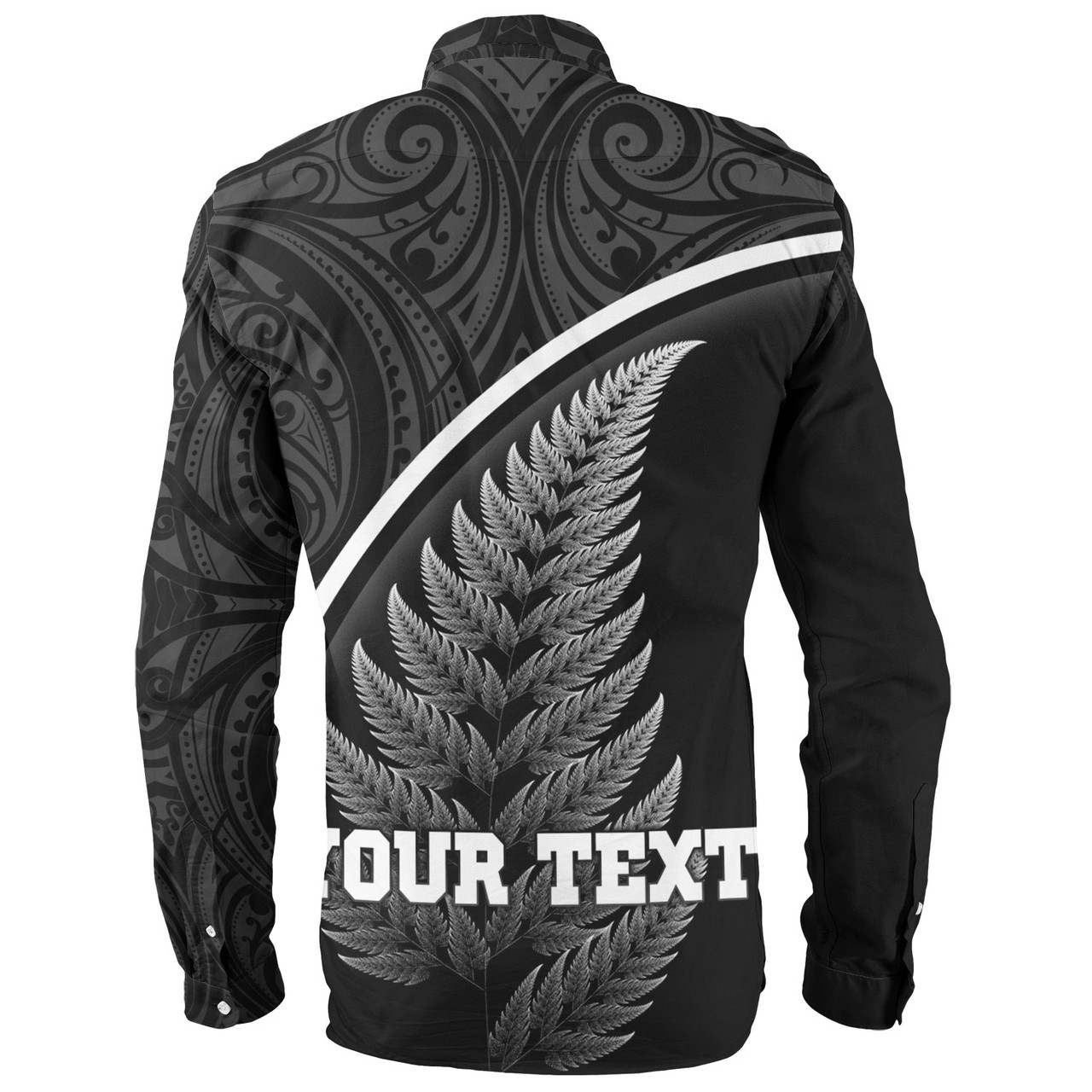 New Zealand Custom Personalised Long Sleeve Shirt Maori Style Ethnic Curve Design