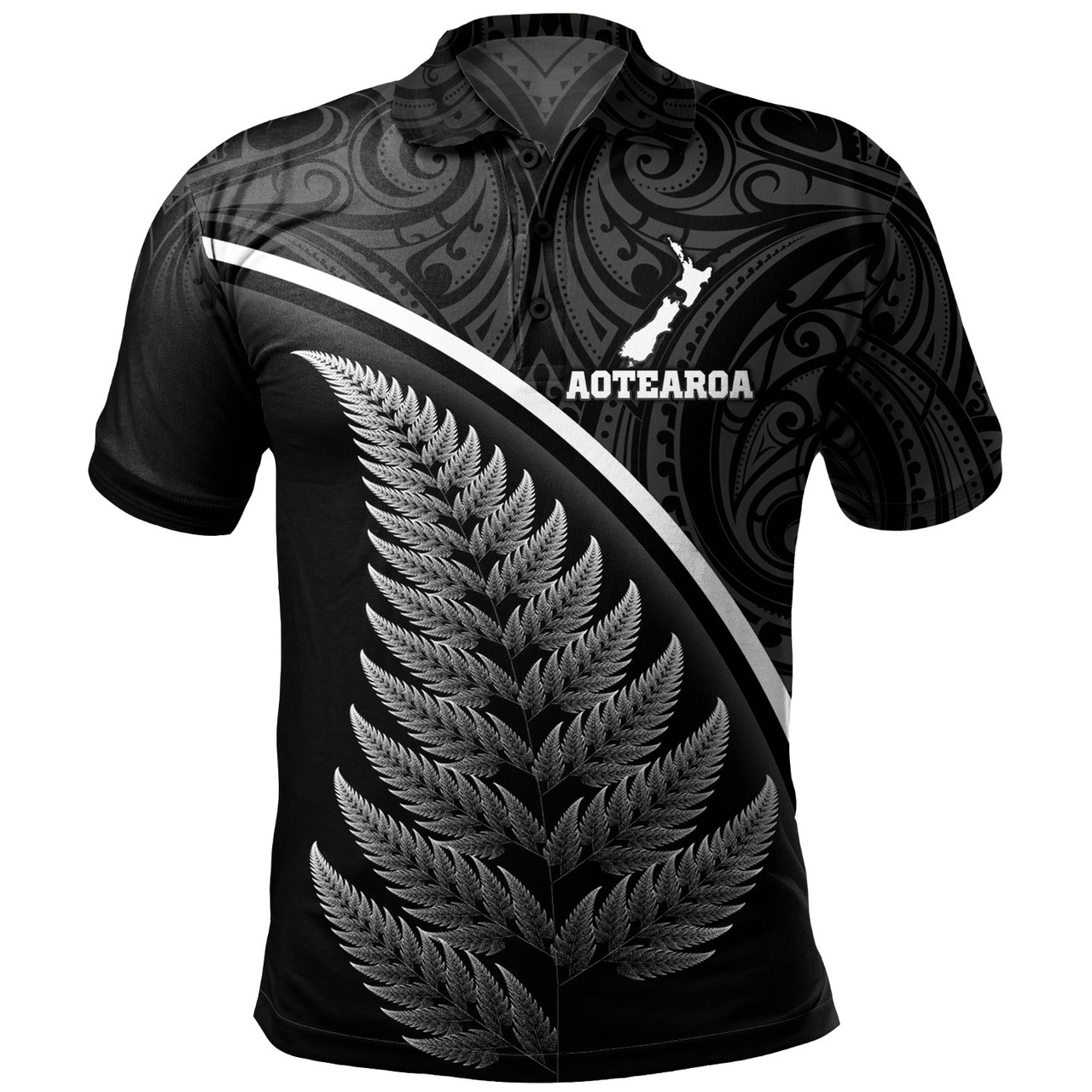 New Zealand Custom Personalised Polo Shirt Maori Style Ethnic Curve Design