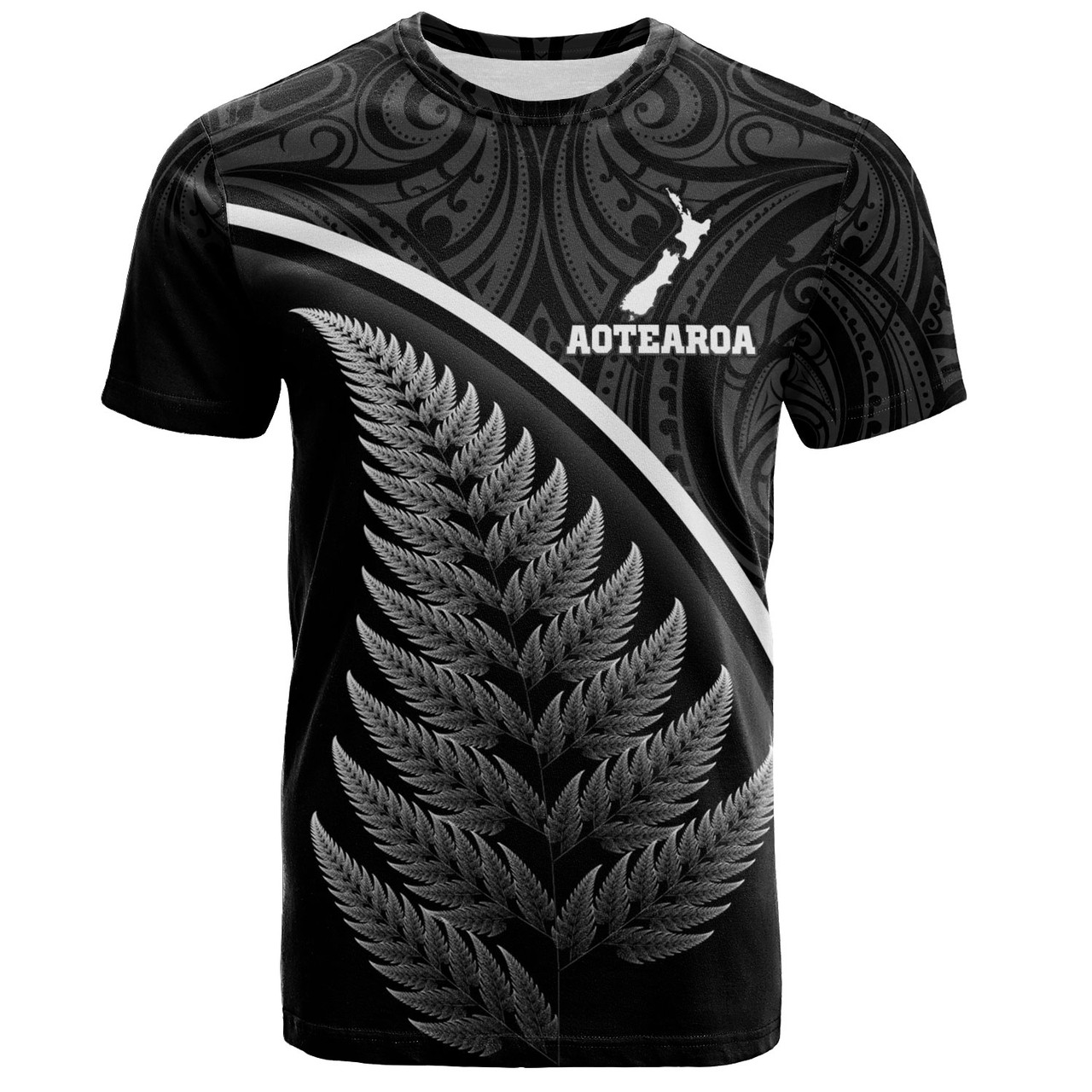 New Zealand Custom Personalised T-Shirt Maori Style Ethnic Curve Design