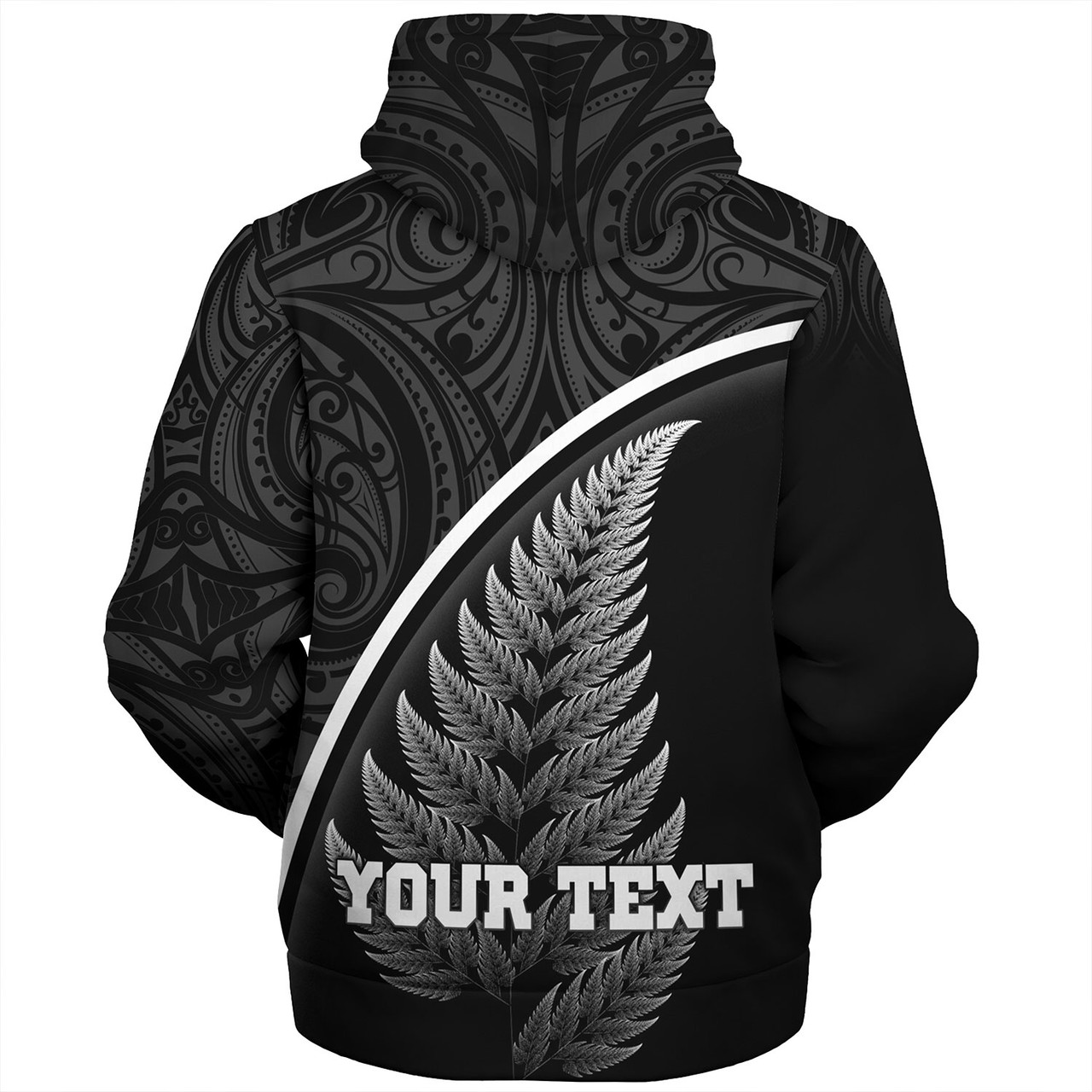 New Zealand Custom Personalised Sherpa Hoodie Maori Style Ethnic Curve Design