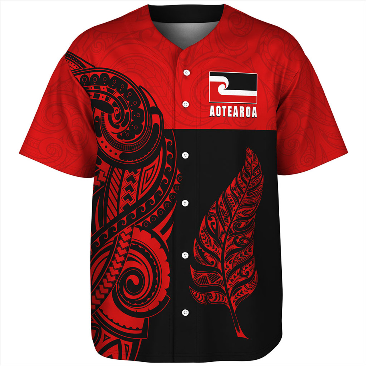 New Zealand Baseball Shirt Maori Pattern Aotearoa Silver Fern Tattoo