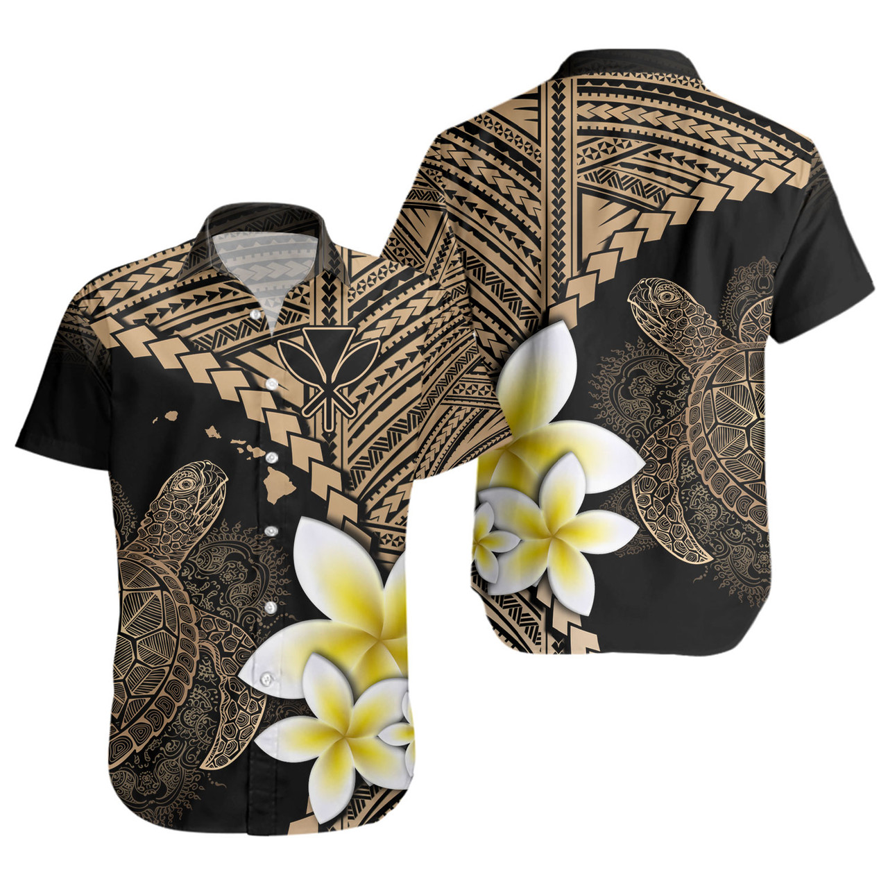Hawaii Custom Personalised Short Sleeve Shirt Plumeria Sea Turtle Tattoo Tribal Design