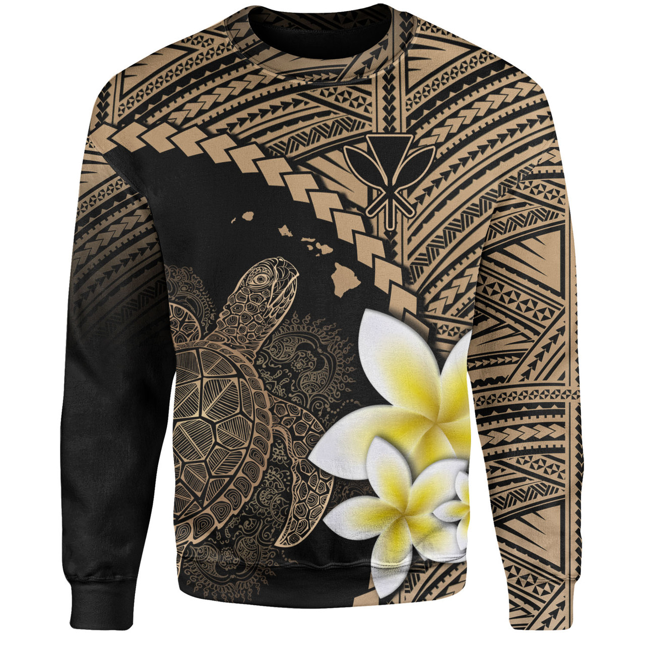 Hawaii Custom Personalised Sweatshirt Plumeria Sea Turtle Tattoo Tribal Design