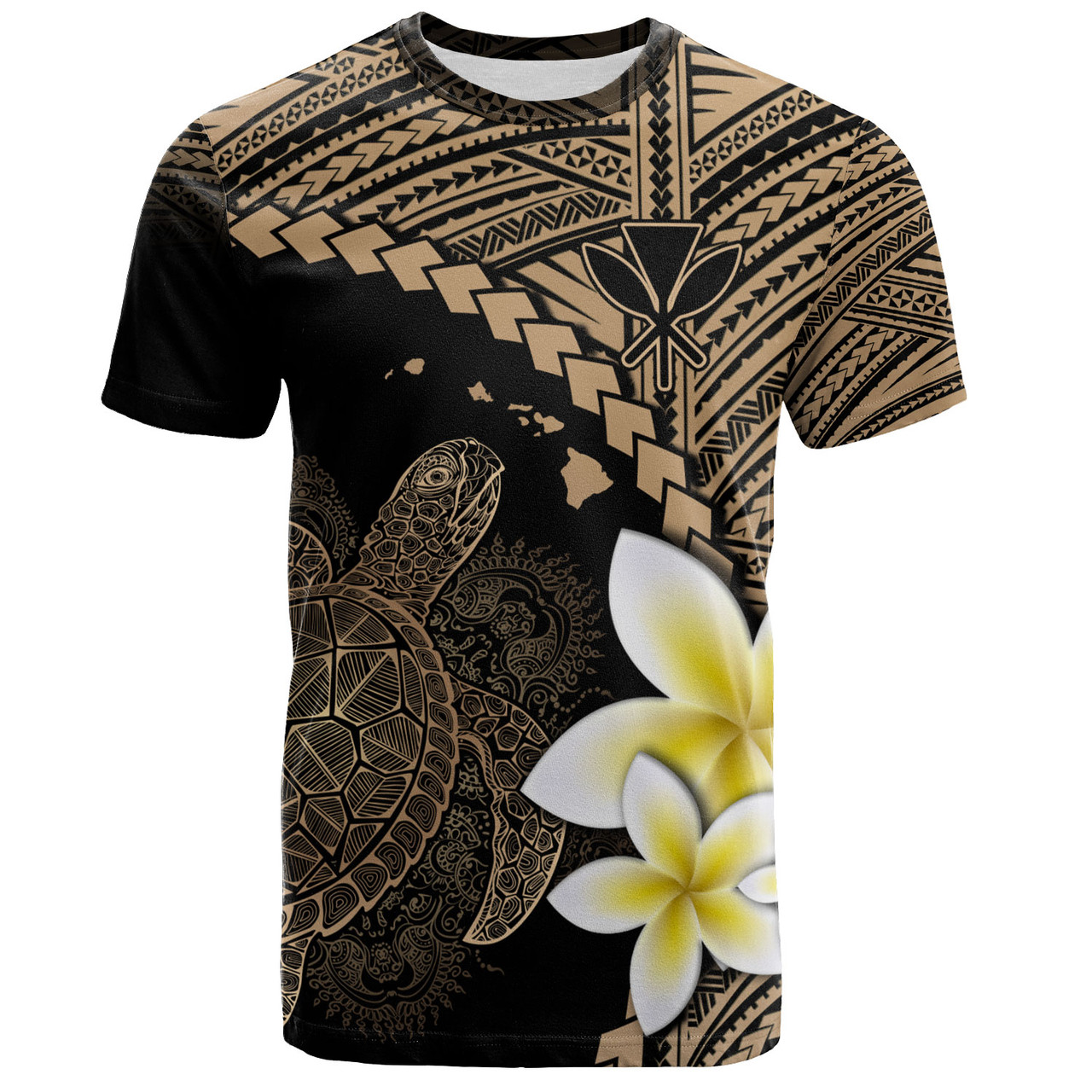 Hawaii Custom Personalised T-Shirt Plumeria Sea Turtle Tattoo Tribal Design