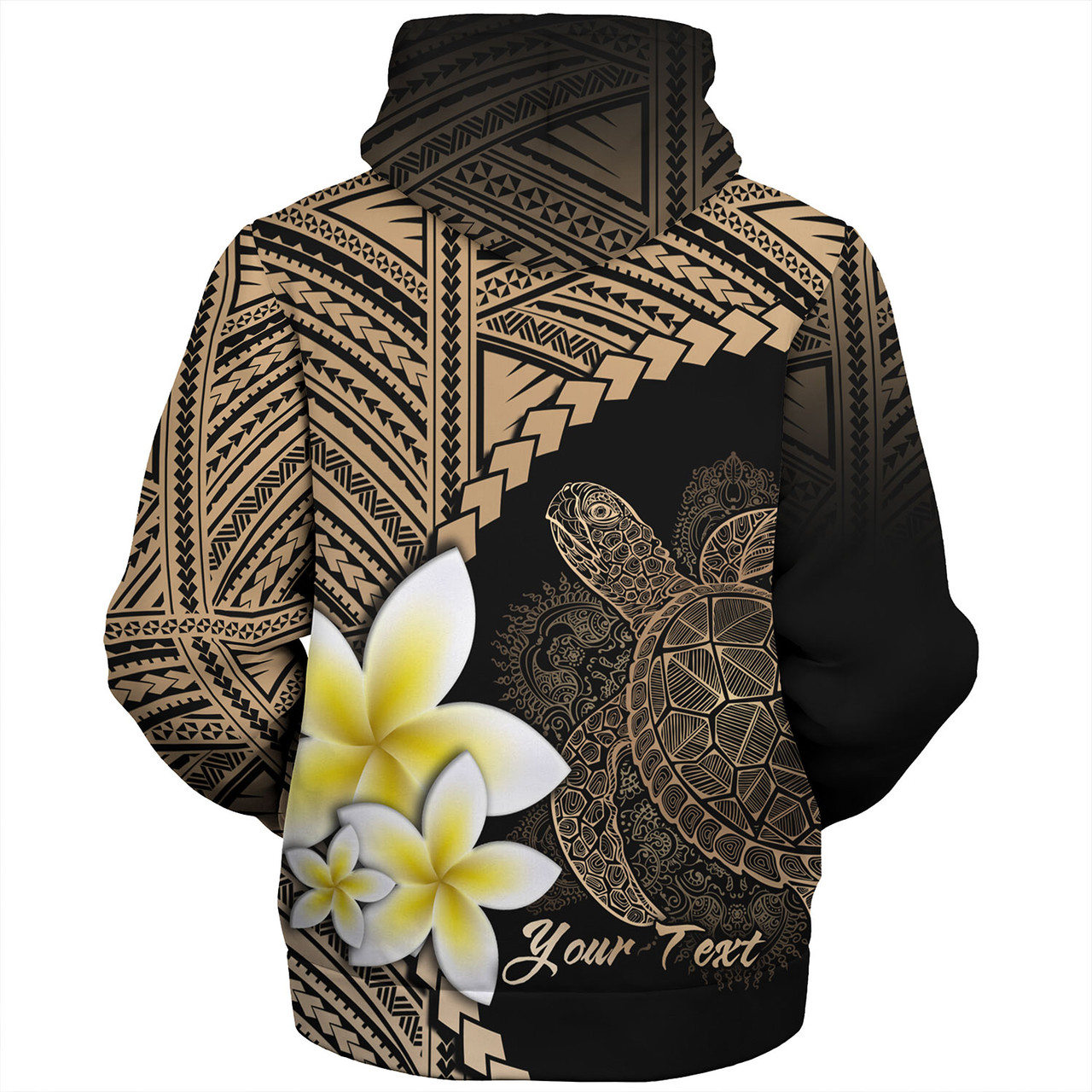 Hawaii Custom Personalised Sherpa Hoodie Plumeria Sea Turtle Tattoo Tribal Design