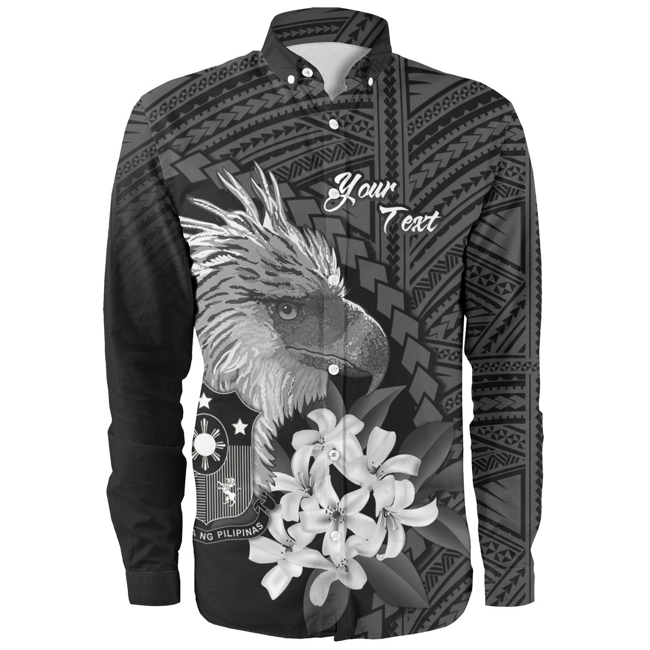 Philippines Filipinos Custom Personalised Long Sleeve Shirt Sampaguita Jasmine Philippines Eagle Tattoo Tribal