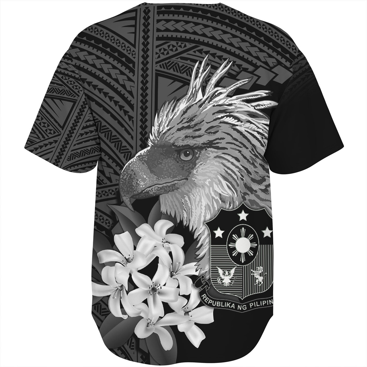 Philippines Filipinos Custom Personalised Baseball Shirt Sampaguita Jasmine Philippines Eagle Tattoo Tribal