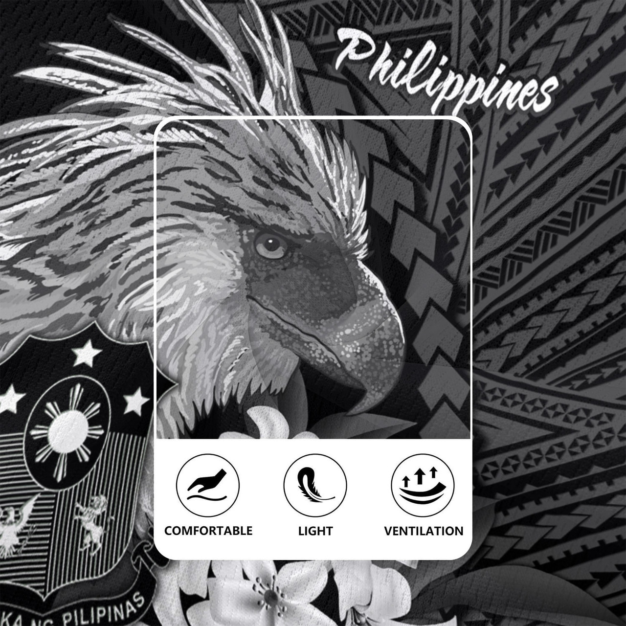 Philippines Filipinos Custom Personalised Rugby Jersey Sampaguita Jasmine Philippines Eagle Tattoo Tribal