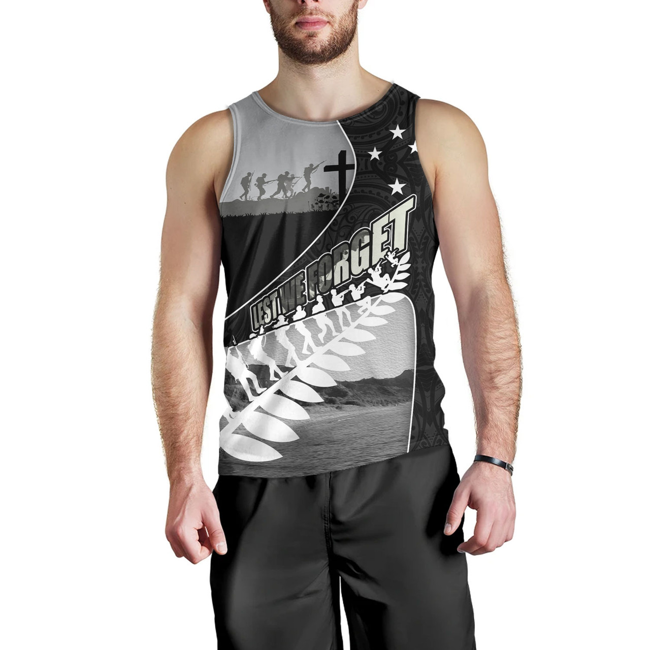 New Zealand Tank Top Lest We Forget Anzac Bay Beach