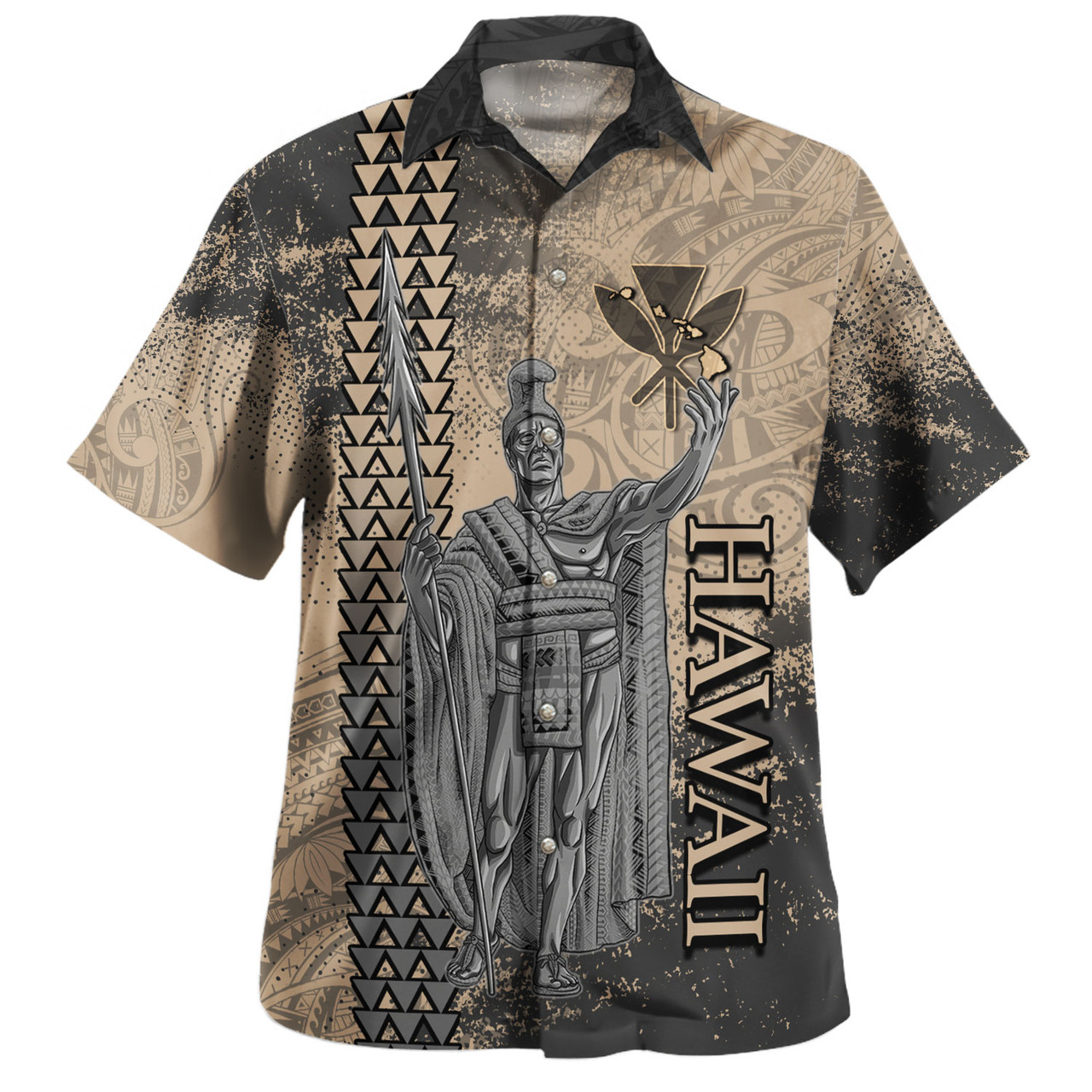 Hawaii Custom Personalised Hawaiian Shirt Hawaii King Grunge With Halftone Background