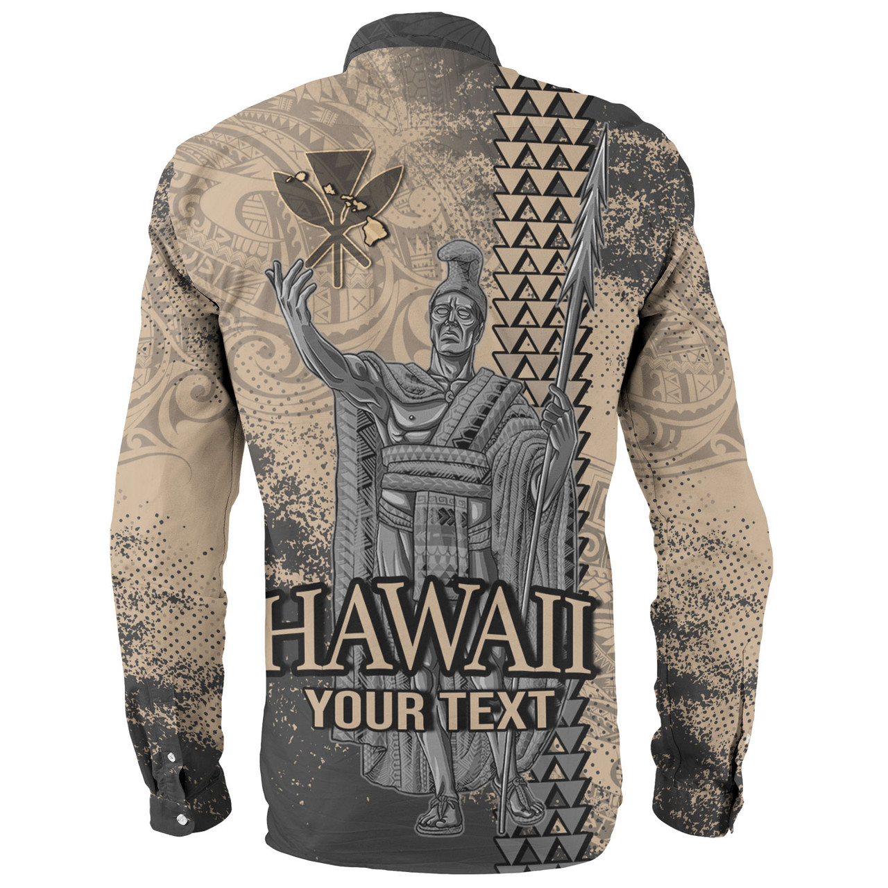 Hawaii Custom Personalised Long Sleeve Shirt Hawaii King Grunge With Halftone Background