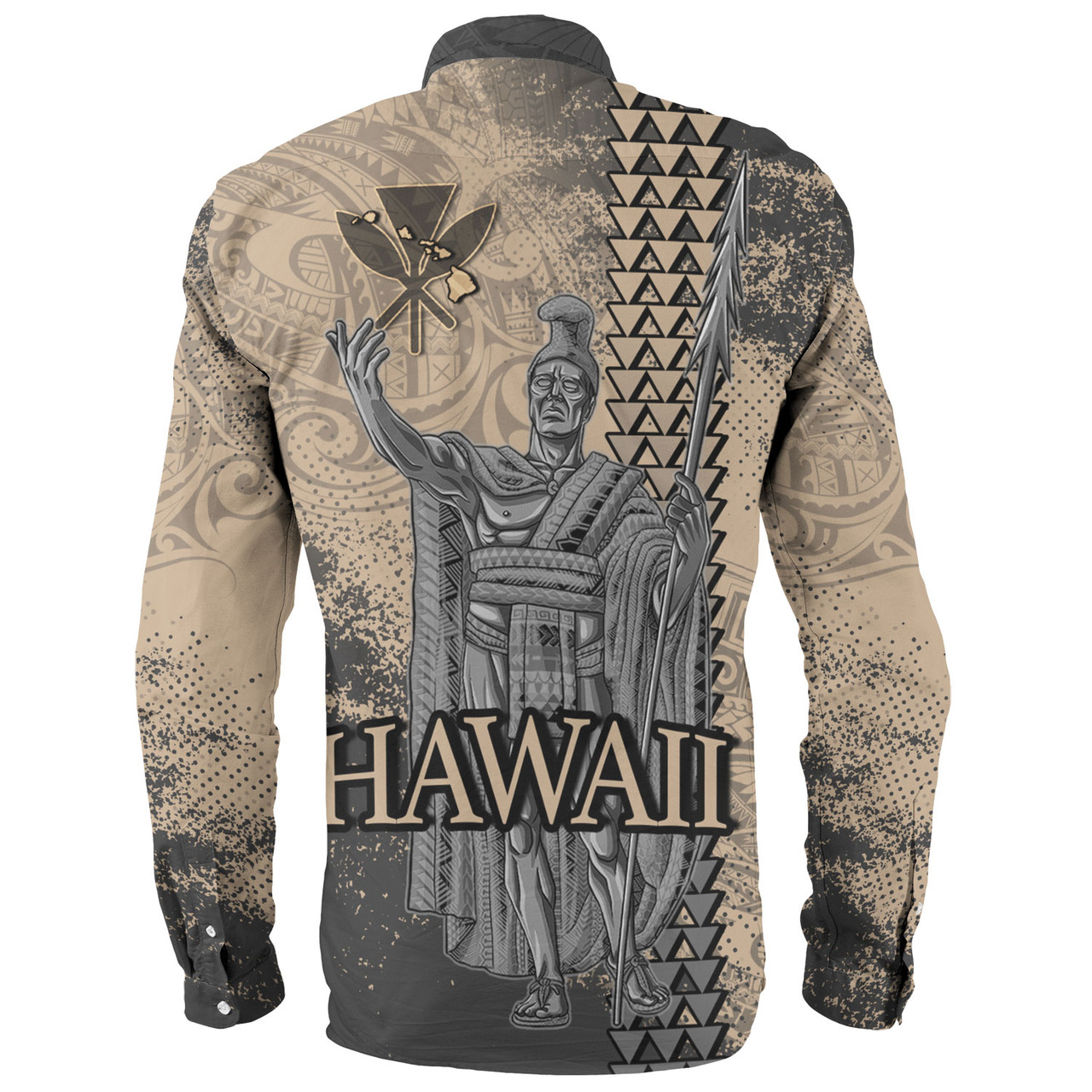 Hawaii Custom Personalised Long Sleeve Shirt Hawaii King Grunge With Halftone Background