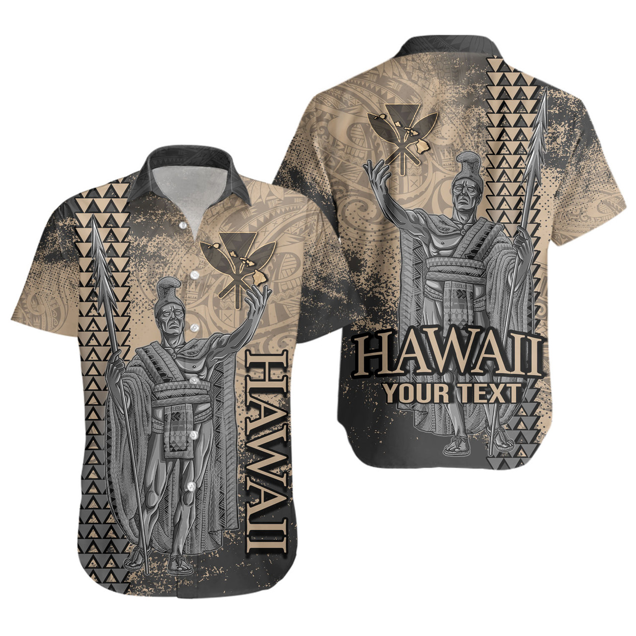 Hawaii Custom Personalised Short Sleeve Shirt Hawaii King Grunge With Halftone Background