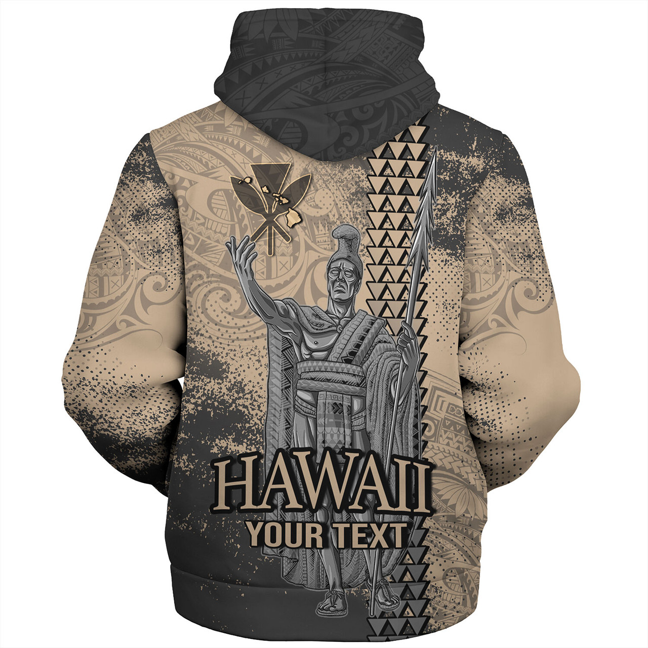 Hawaii Custom Personalised Sherpa Hoodie Hawaii King Grunge With Halftone Background