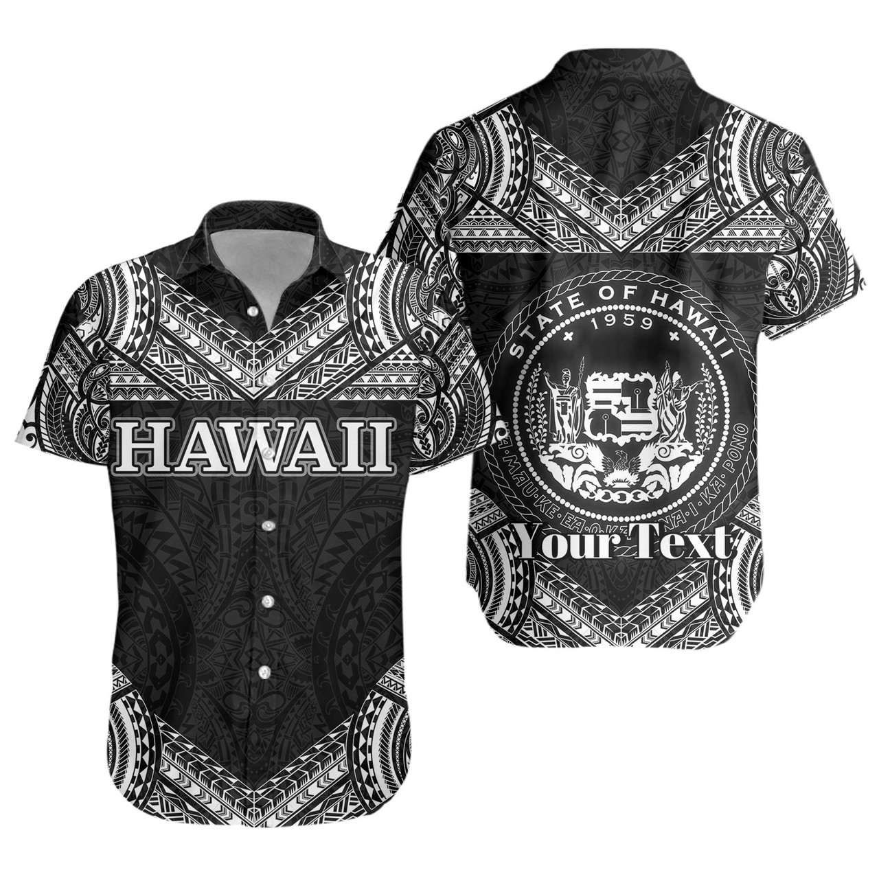 Hawaii Custom Personalised Short Sleeve Shirt Turtle Polynesian Pattern