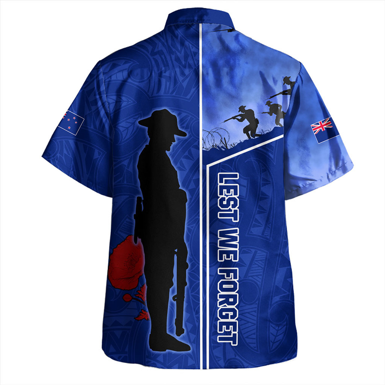 New Zealand Hawaiian Shirt Anzac Day Lest We Forget Poppy