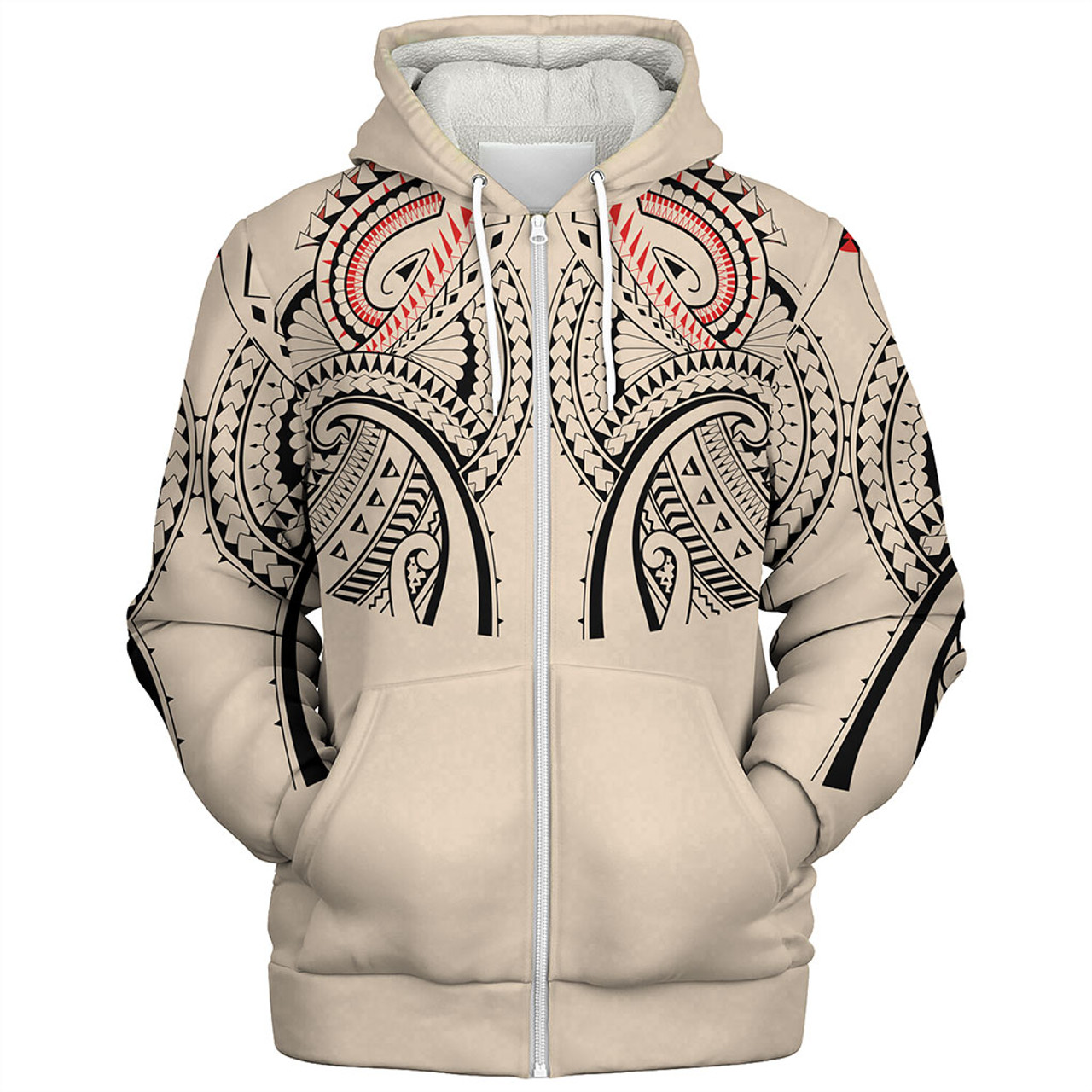 New Zealand Sherpa Hoodie Season Maori Pattern