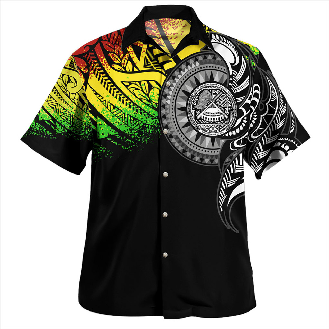 American Samoa Hawaiian Shirt Polynesian Tribal Reggae Style