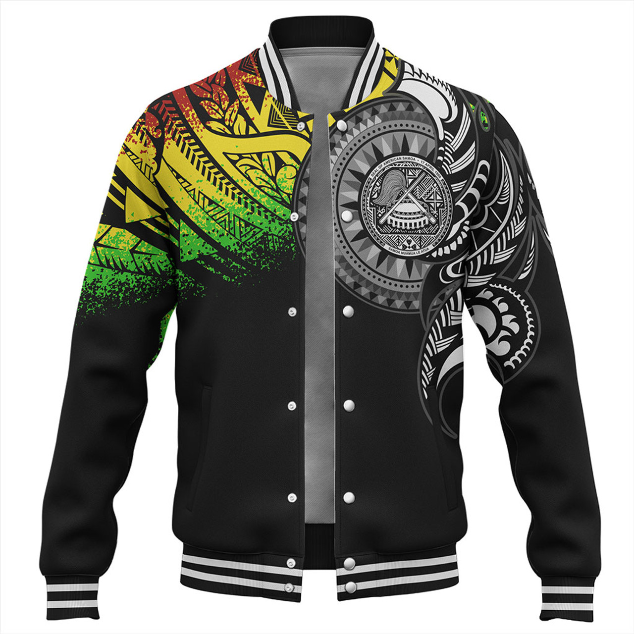 American Samoa Baseball Jacket Polynesian Tribal Reggae Style