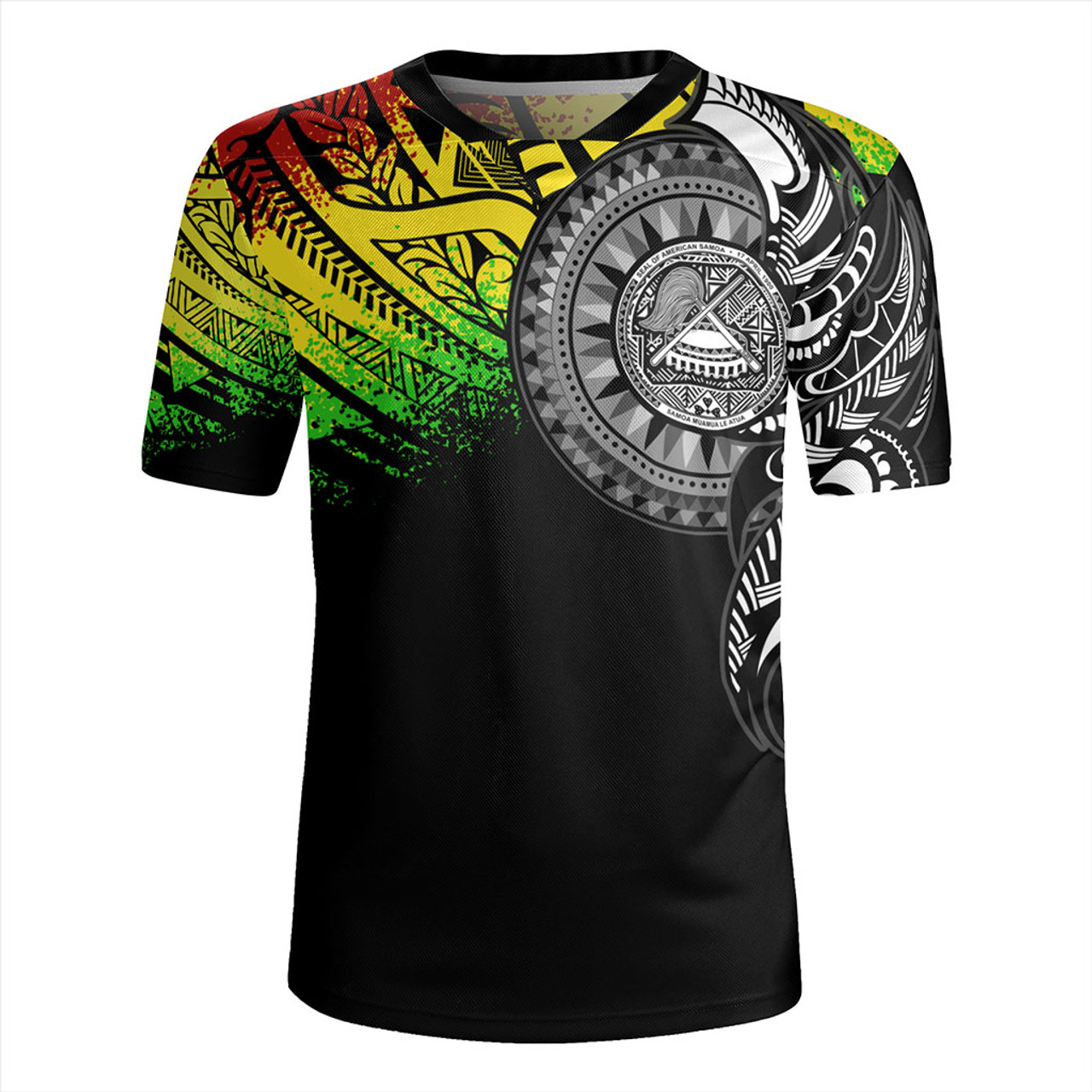 American Samoa Rugby Jersey Polynesian Tribal Reggae Style