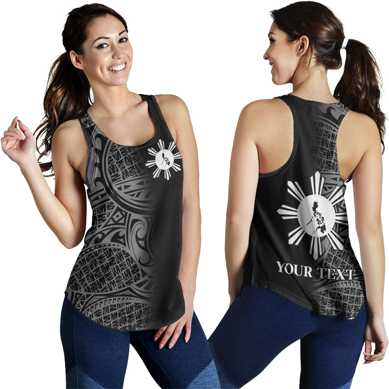 Philippines Filipinos Custom Personalised Women Tank Filipinos Sun And Map Half Style