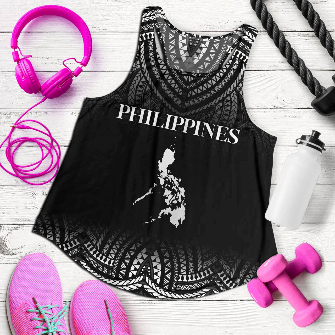 Philippines Filipinos Custom Personalised Women Tank Filipino Black Fog Style