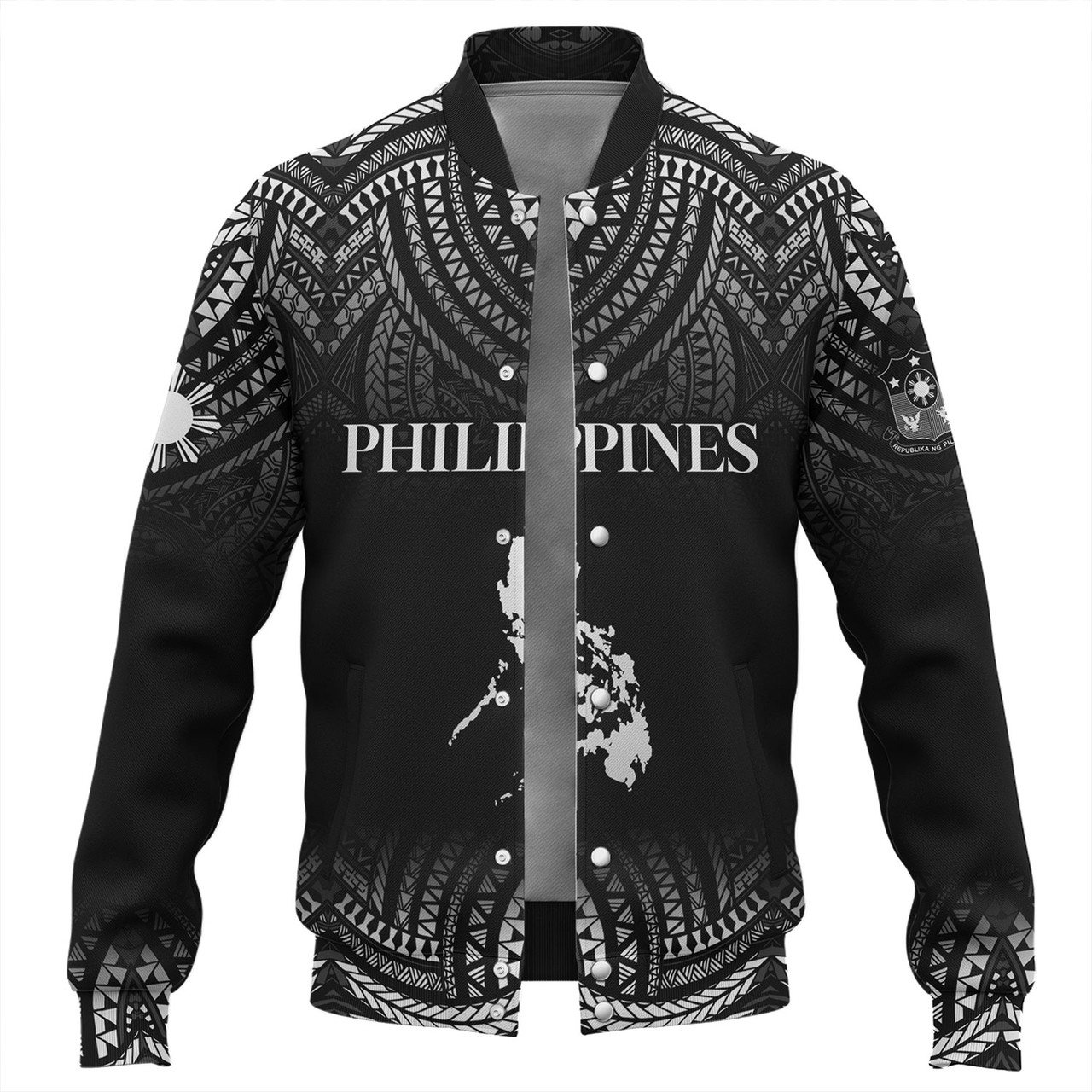 Philippines Filipinos Custom Personalised Baseball Jacket Filipino Black Fog Style
