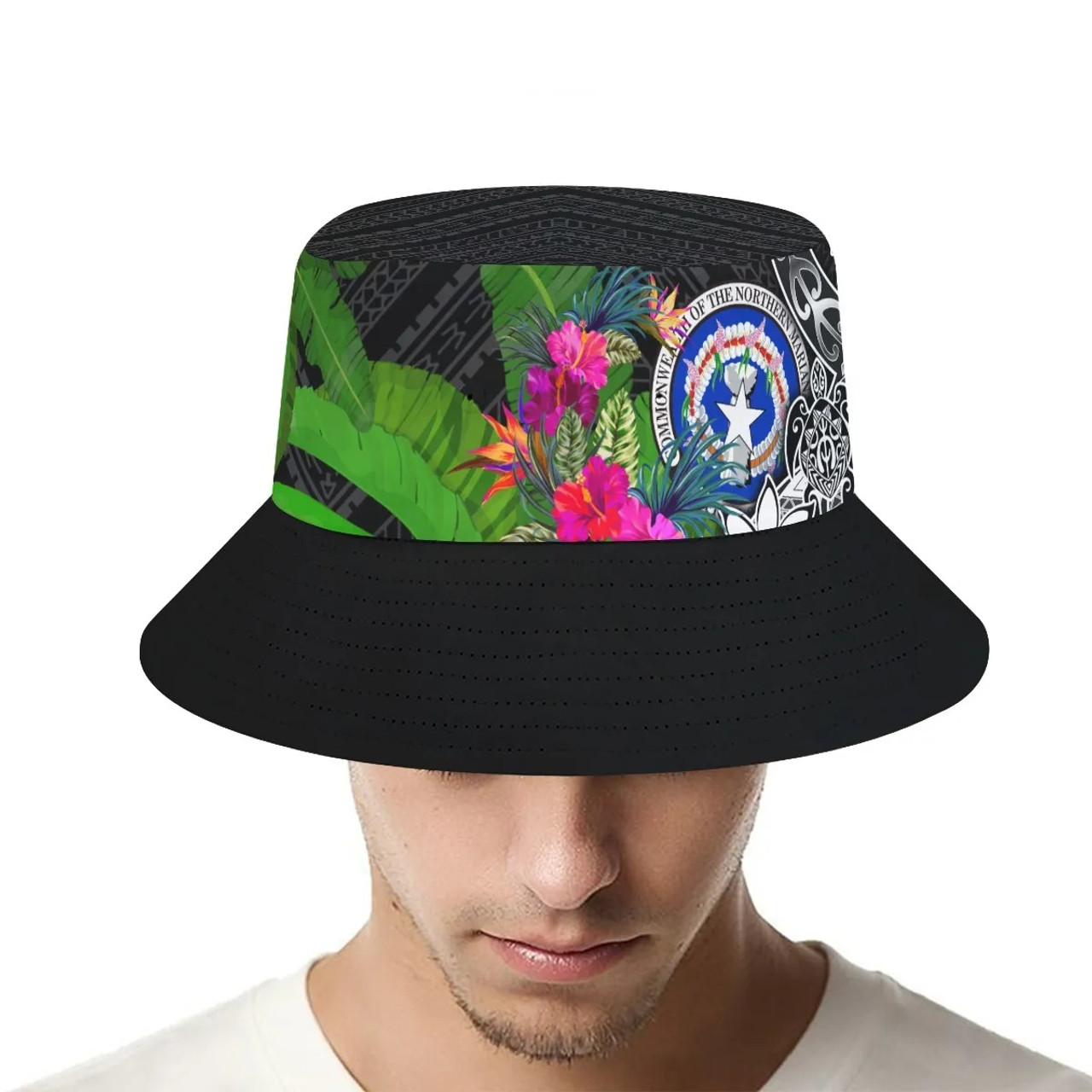 Northern Mariana Islands Bucket Hat - Turtle Plumeria Banana Leaf