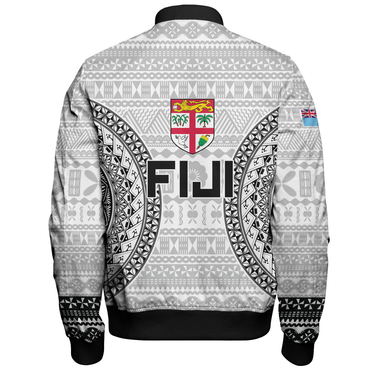 Fiji Custom Personalised Bomber Jacket Seal With Map Fijian Tapa Patterns