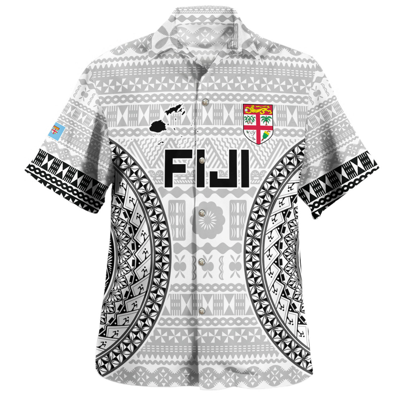 Fiji Custom Personalised Hawaiian Shirt Seal With Map Fijian Tapa Patterns