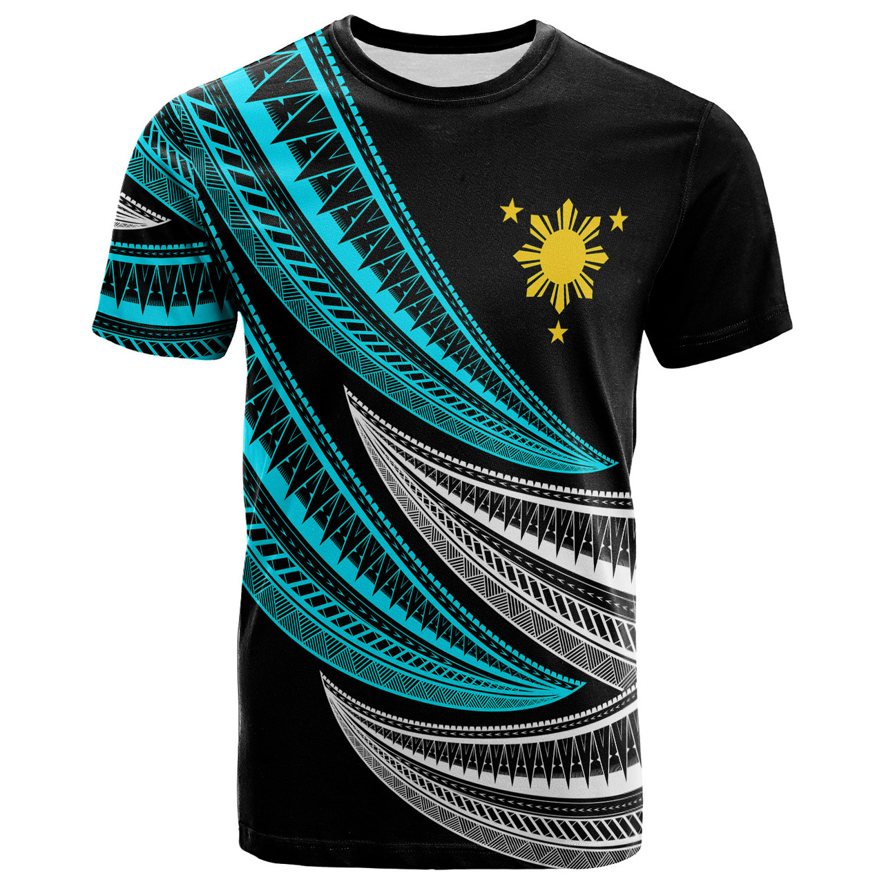 Philippines Filipinos Custom Personalised T-shirt - Wave Pattern Alternating TURQUOISE1