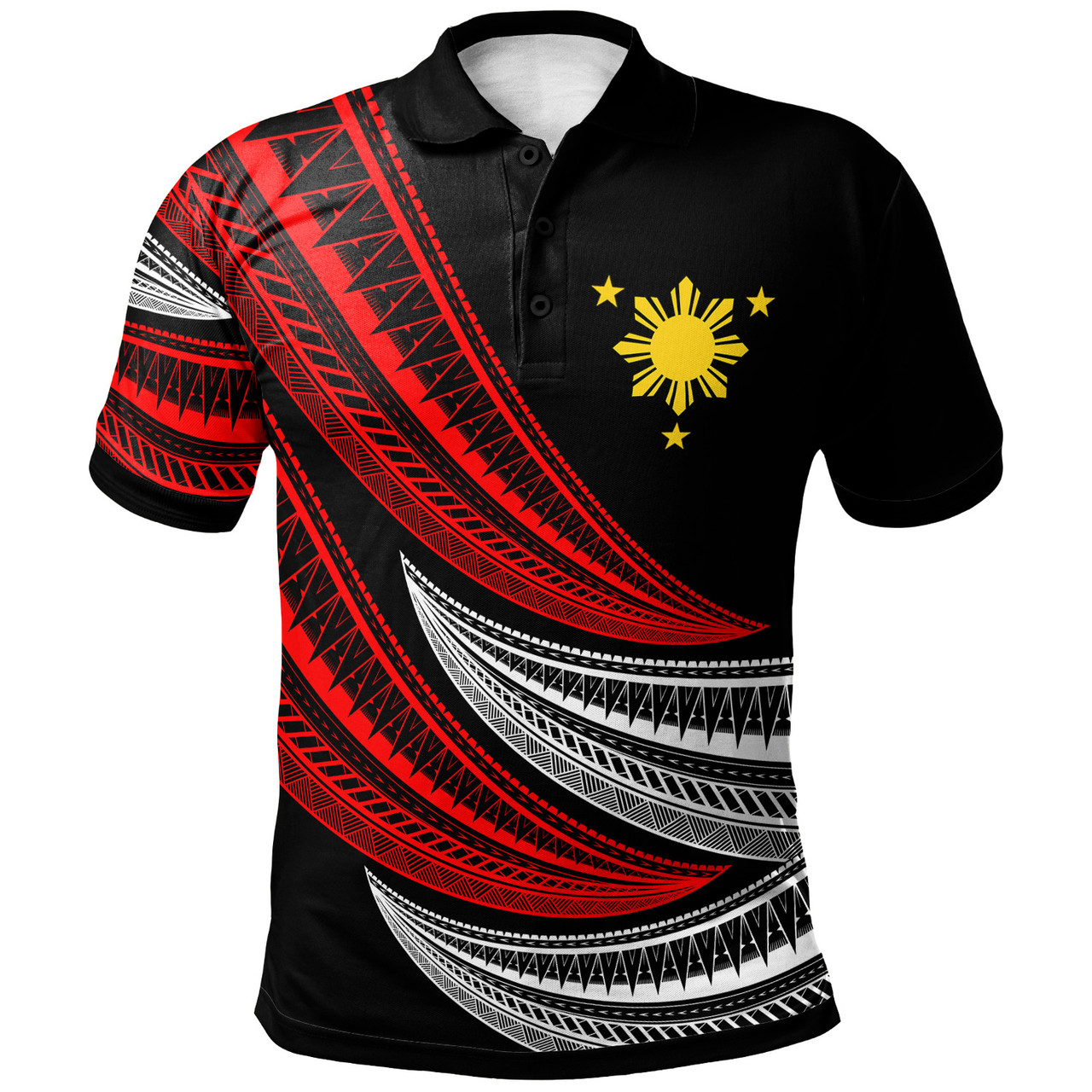 Philippines Filipinos Custom Personalised Polo Shirt - Wave Pattern Alternating RED1