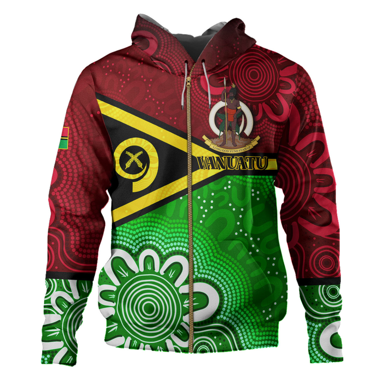 Vanuatu Custom Personalised Hoodie Vanuatu Seal With Aboriginal Patterns Style