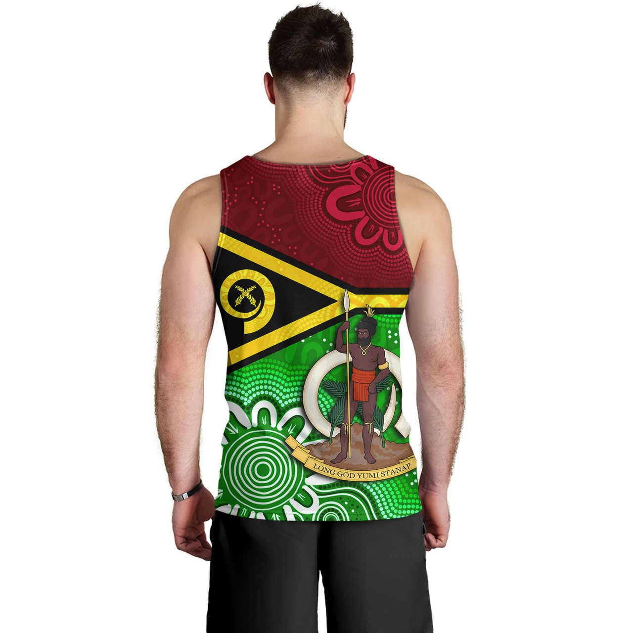 Vanuatu Custom Personalised Tank Top Vanuatu Seal With Aboriginal Patterns Style