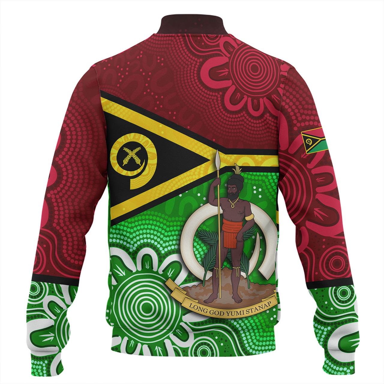 Vanuatu Custom Personalised Baseball Jacket Vanuatu Seal With Aboriginal Patterns Style