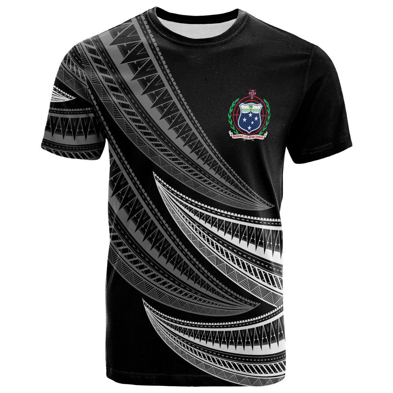 Samoa Custom Personalised T-Shirt - Wave Pattern Alternating White1
