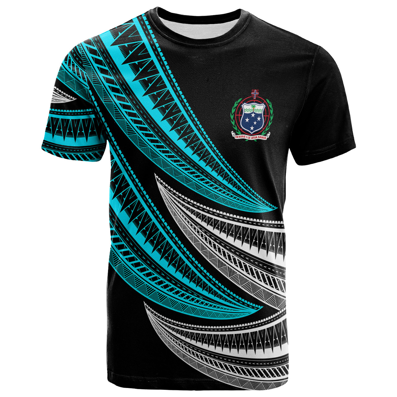 Samoa Custom Personalised T-Shirt - Wave Pattern Alternating TURQUOISE1
