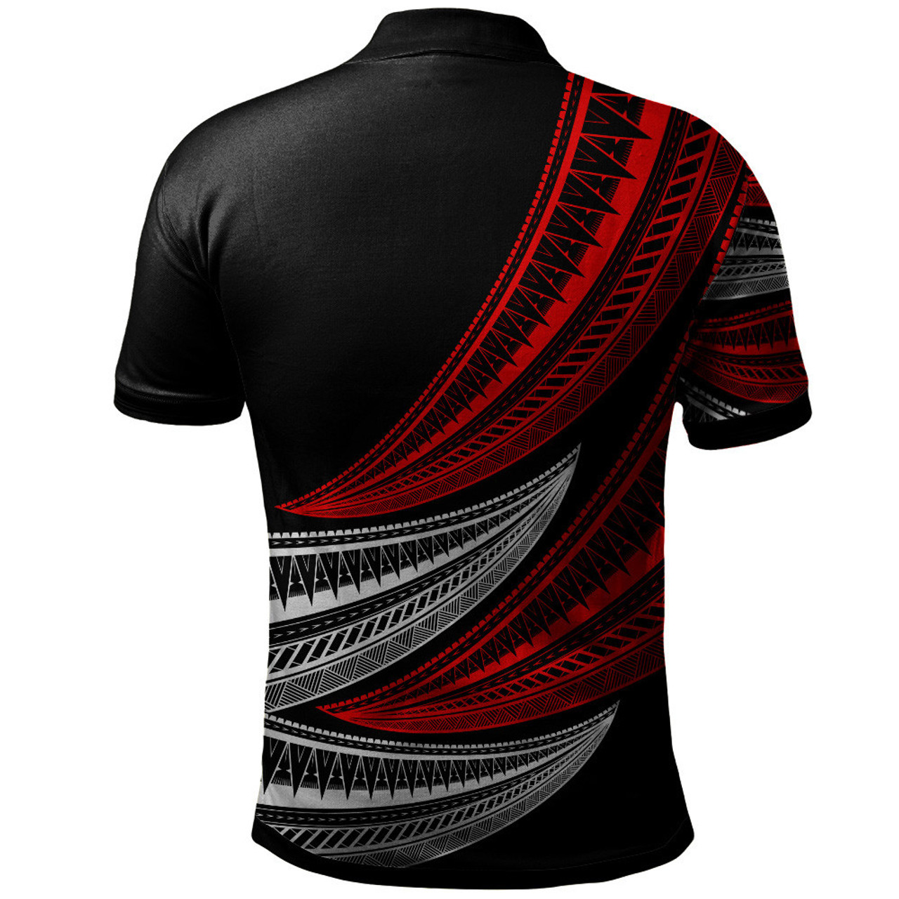 Samoa Custom Personalised Polo Shirt -  Wave Pattern Alternating RED2