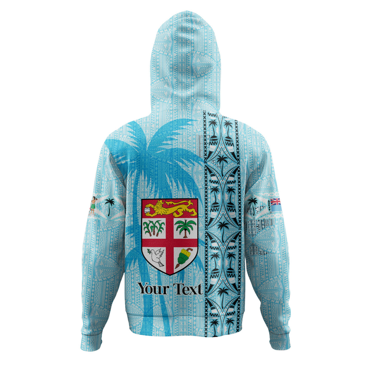 Fiji Custom Personalised Hoodie Fijian Tapa Palms Designs