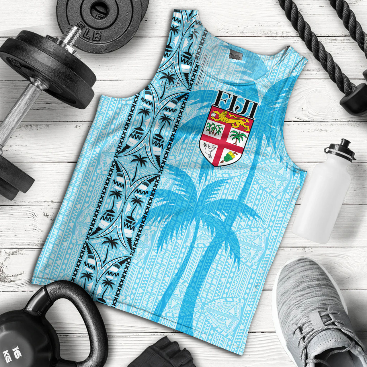 Fiji Custom Personalised Tank Top Fijian Tapa Palms Designs