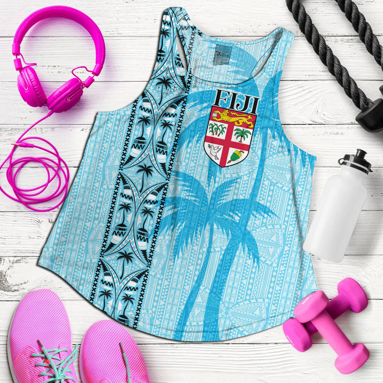 Fiji Custom Personalised Women Tank Fijian Tapa Palms Designs