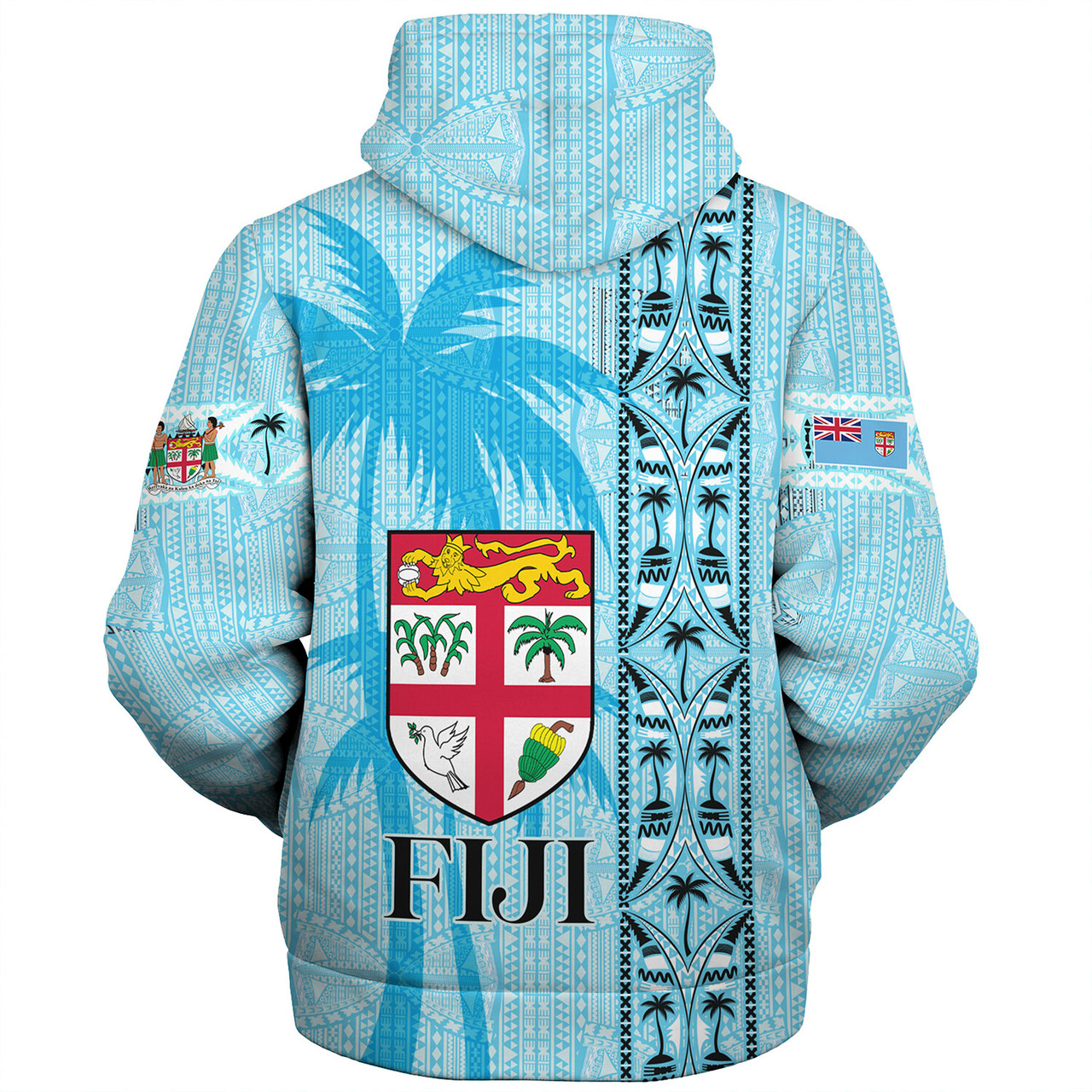 Fiji Custom Personalised Sherpa Hoodie Fijian Tapa Palms Designs