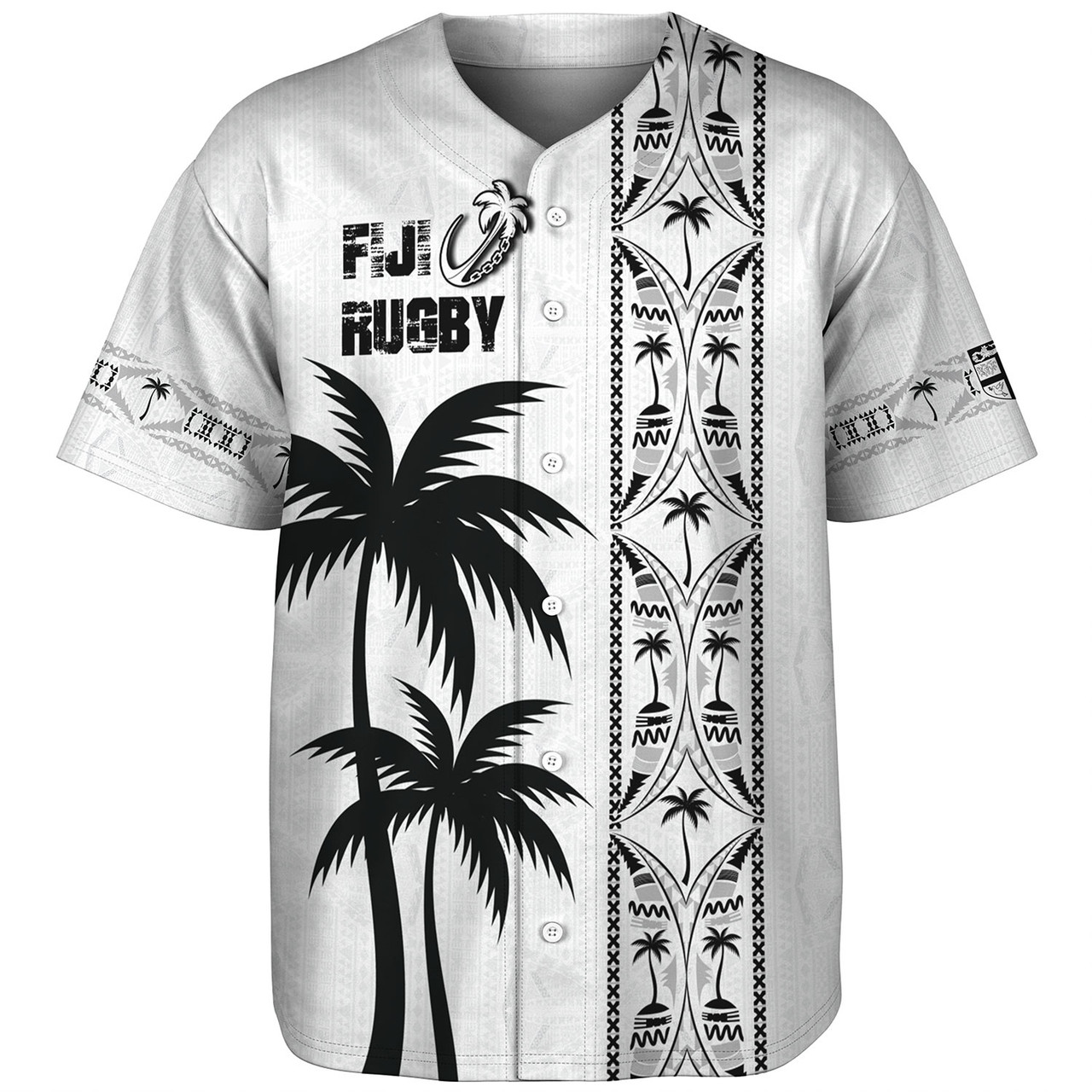 Fiji Baseball Shirt Fiji Rugby Tapa Palms Tree Designs