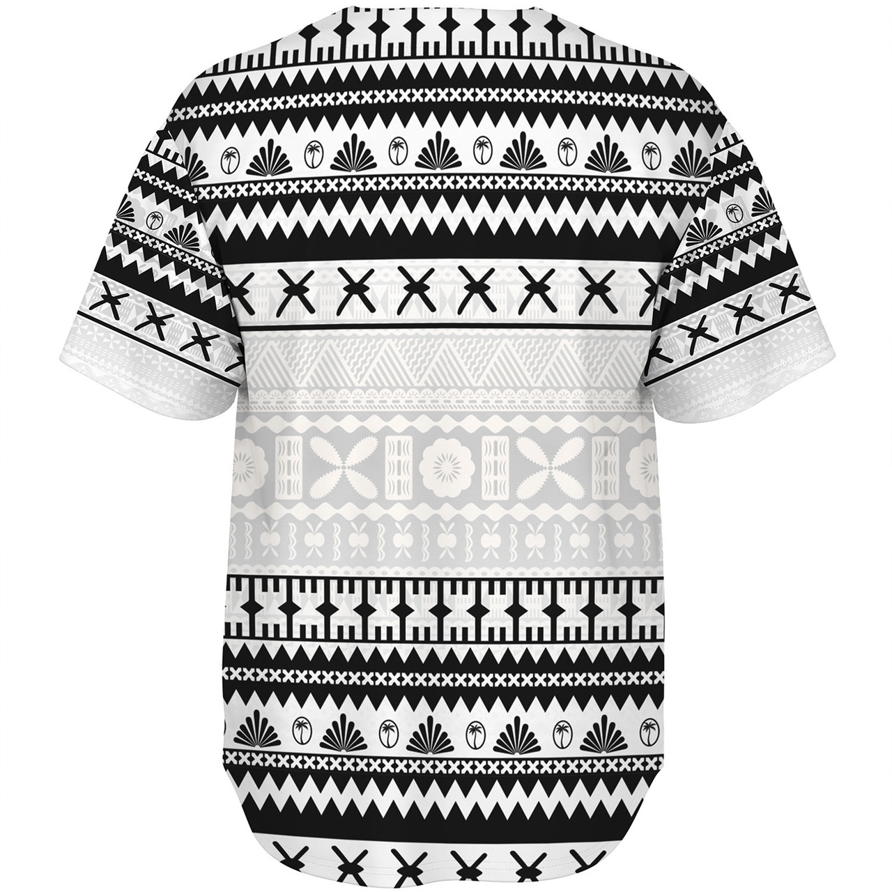 Fiji Baseball Shirt Fijian Masi Pattern Palm Style