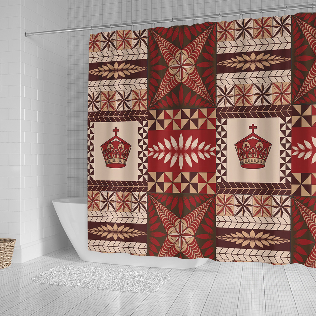 Tonga Shower Curtain Ngatu Pattern