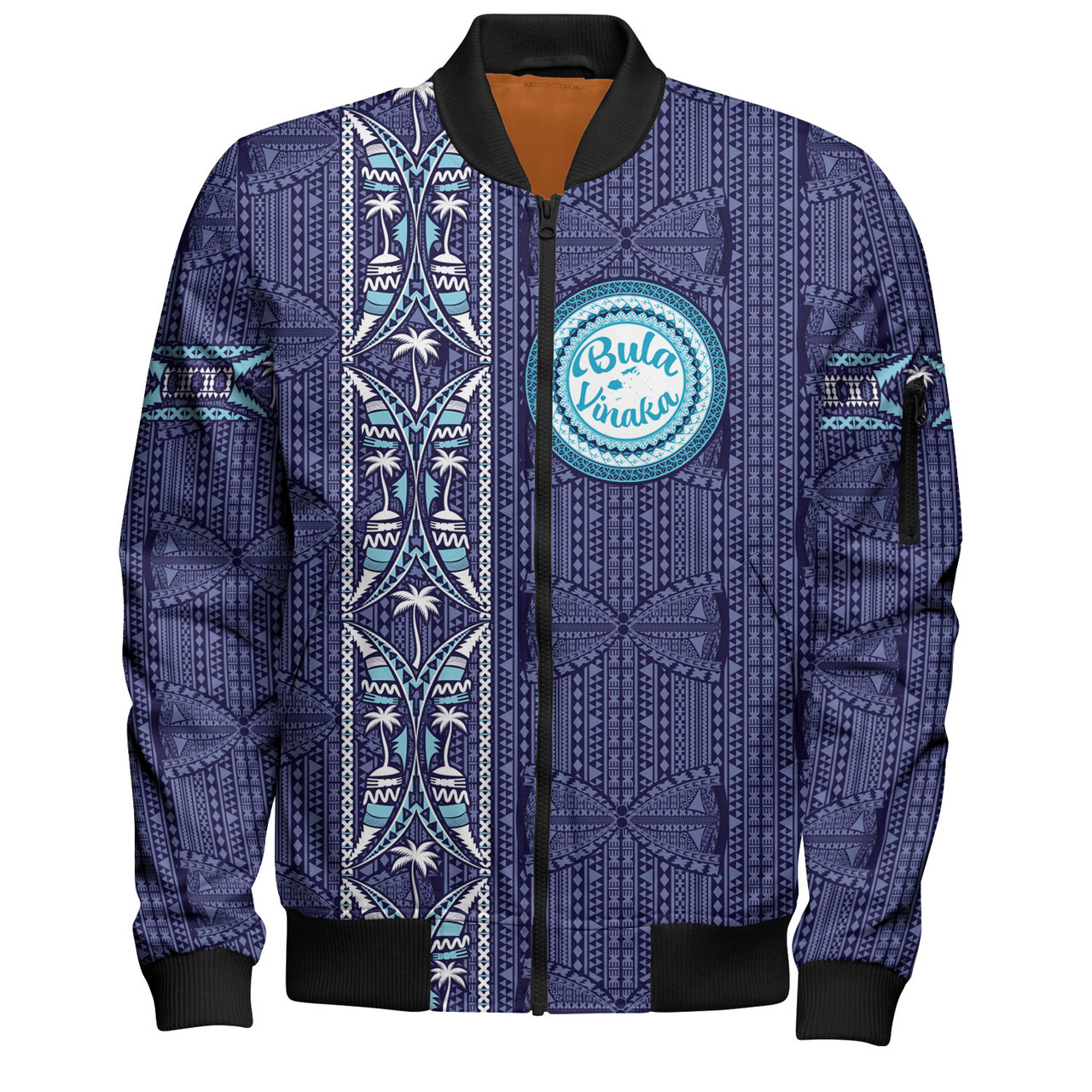 Fiji Bomber Jacket Bula Vinaka Tapa Palms Designs