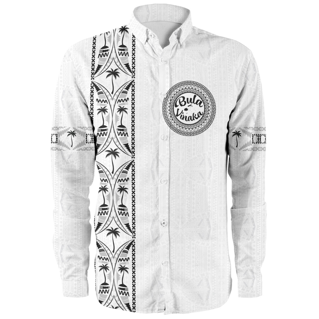 Fiji Long Sleeve Shirt Bula Vinaka Tapa Palms Designs